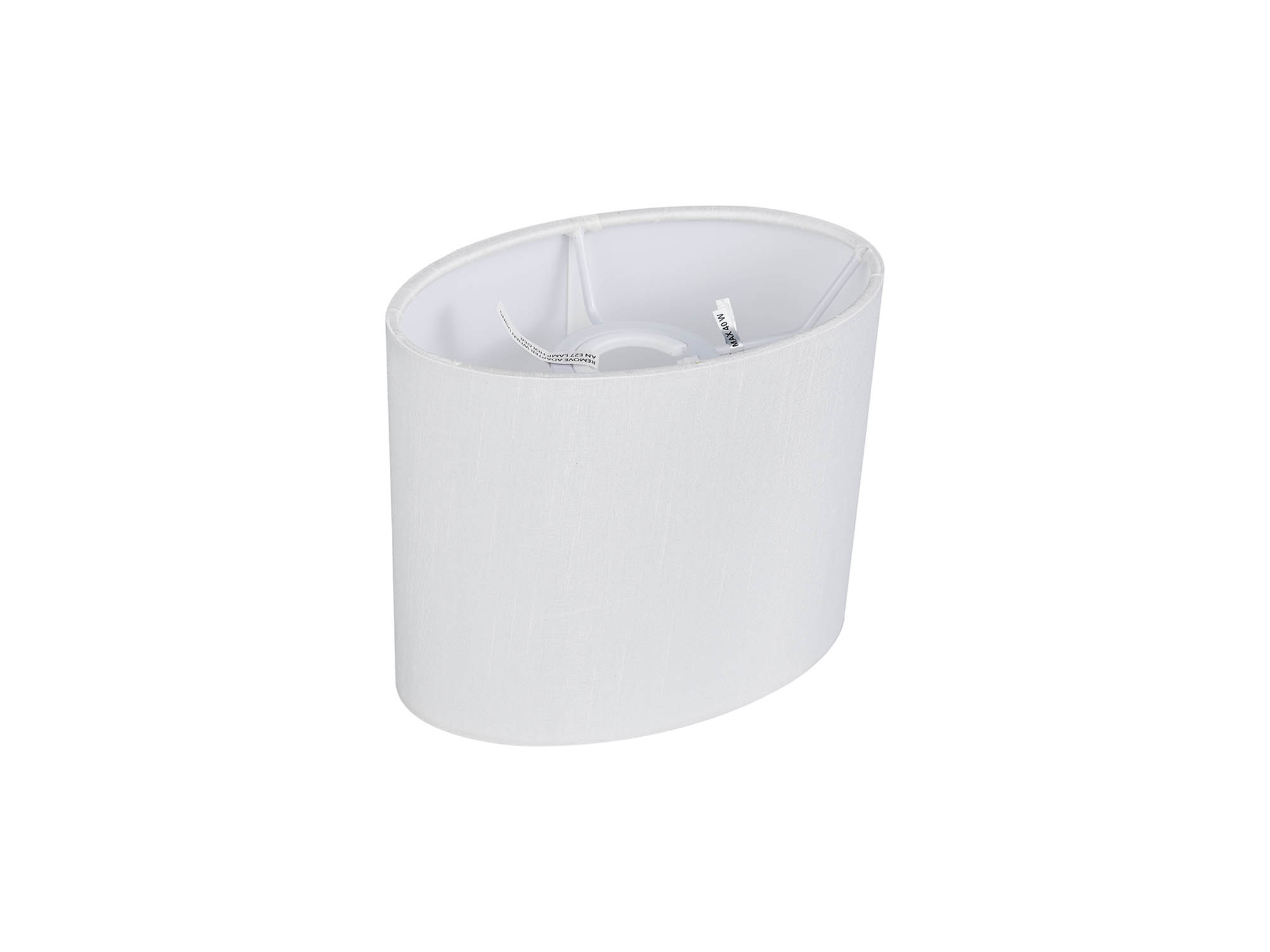D0734  Serena Oval Faux Silk Fabric Shade White